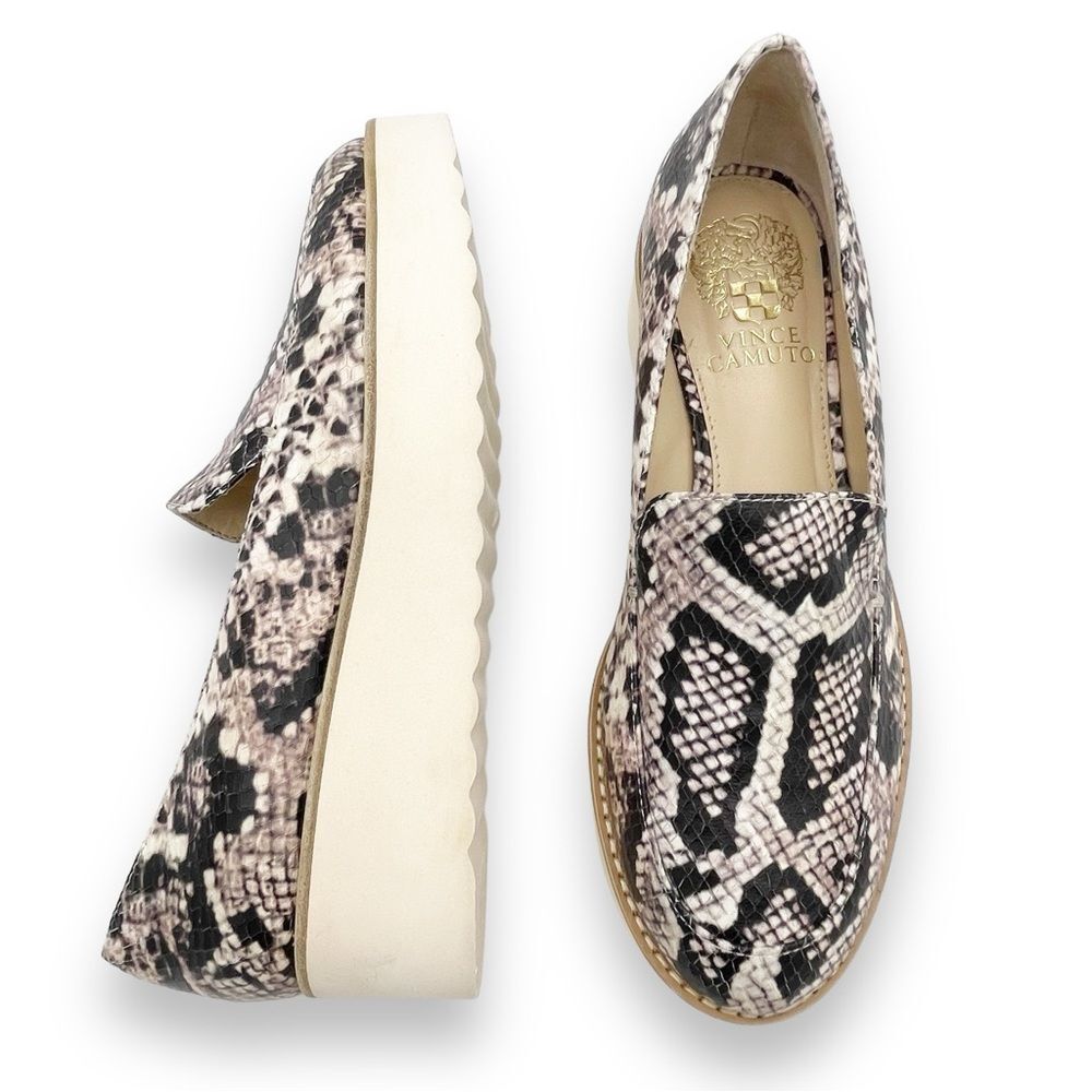 Vince Camuto Nornand Leather Platform Slip-On Nude Snake Print Sneaker Size 6